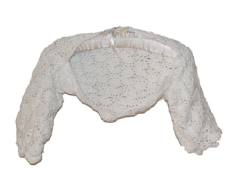 Girls Crochet Shrug, White Cotton Bolero, Flower Girl Vest