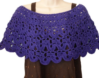 Crochet Capelet, Spring Poncho, Womens Shawl, Crochet Shawl, Womens Poncho, Purple Poncho, Purple Shawl, Shoulder Warmer, Purple Capelet