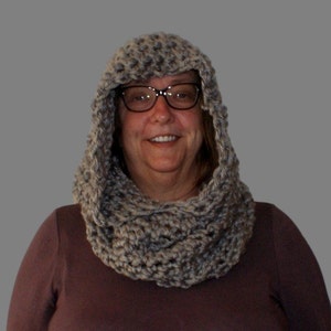 Cowl Scarf, Gray Scoodie, Hooded Cowl, Womans or Mens Hooded Cowl, Infinity Scarf, Womens Scarf Hood, Mans Hood, Knight Hood, Mens Cowl Hood