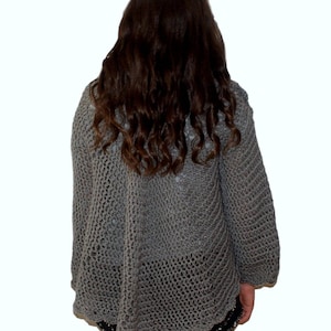 Gray Cardigan, Sweater Coat, Plus Size Sweater, Gray Coat, Crochet Circle Sweater, Gray Jumper, Winter Cardigan, Gray Jacket, Crochet Jacket