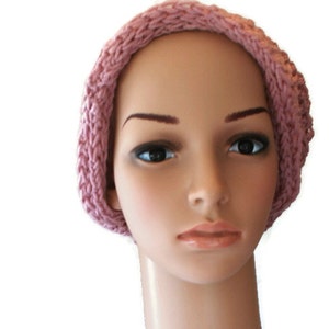 Knit Beanie, Chunky Slouch Hat, Slouchy Cap, Slouch Hat, Pink Womens Hat, Baggy Slouch Cap, Pink Winter Hat, Beehive Hat, Oversized Hat image 3