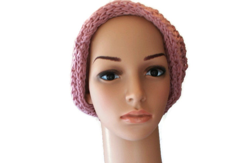 Knit Beanie, Chunky Slouch Hat, Slouchy Cap, Slouch Hat, Pink Womens Hat, Baggy Slouch Cap, Pink Winter Hat, Beehive Hat, Oversized Hat image 3