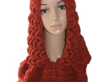 Cowl Scarf, Brown Scoodie, Hooded Cowl, Womans Hooded Cowl, Infinity Scarf, Womens Scarf Hood, Fashion Neck warmer, Winter Hood Scarf