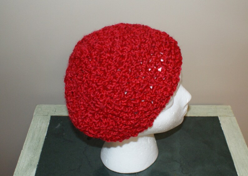 Ladies Red Beret, Womens Winter Beanie, Autumn Fashion Hat, Valentine Hat, Crochet Beanie, Womens Tam, Womens Beanie, Winter beanie image 5