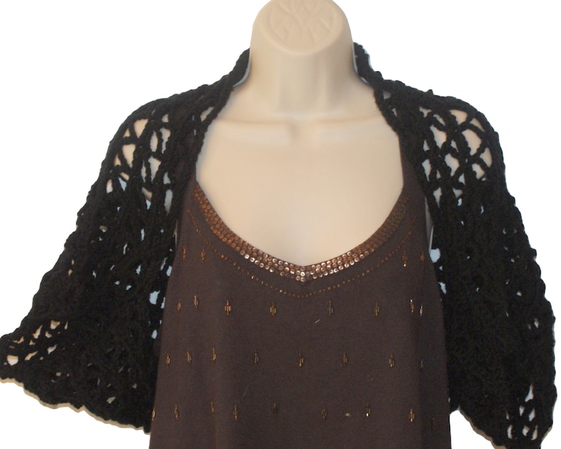 Crochet Shrug, XL Bolero, Womens Bolero, Plus Size Shrug, Black Shrug