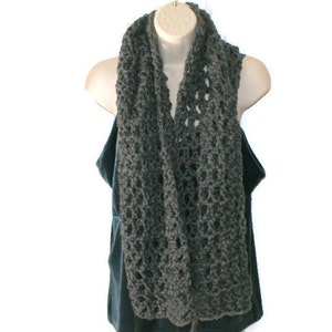 Chunky Crochet Scarf, Black Neckwarmer, Gray Neck Scarf, Winter Fashion Scarf, Crochet Neck Wrap, Womens Winter Scarf, Mens Winter Scarf image 1