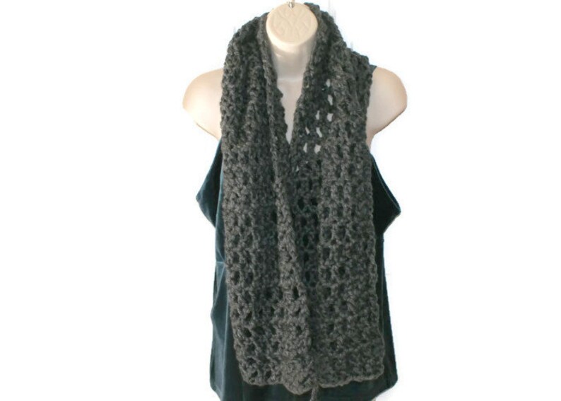 Chunky Crochet Scarf, Black Neckwarmer, Gray Neck Scarf, Winter Fashion Scarf, Crochet Neck Wrap, Womens Winter Scarf, Mens Winter Scarf image 1