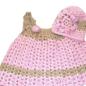 Crochet Baby Dress, Christening Dress,Newborn Clothes, Baby Girl Clothing, Pink Baby Dress, Pink Easter Dress, Summer Baby Dress image 1