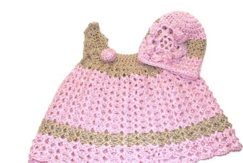 Crochet Baby Dress, Christening Dress,Newborn Clothes, Baby Girl Clothing, Pink Baby Dress, Pink Easter Dress, Summer Baby Dress image 1