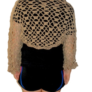 Crochet Shrug, Taupe Shrug, Woman Bolero, Brown Shrug, Cotton Shrug, Womens Shrug Jacket, Lacey Shrug, Sweater, Elegant Shrug, Cotton Bolero