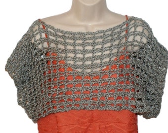 Gray Shrug, Gray Vest, Crochet Bolero, Gray Dolman, Crochet Grey Sweater, Plus Size Capelet, Womens Sweater, Cropped Shrug, Gray Bolero