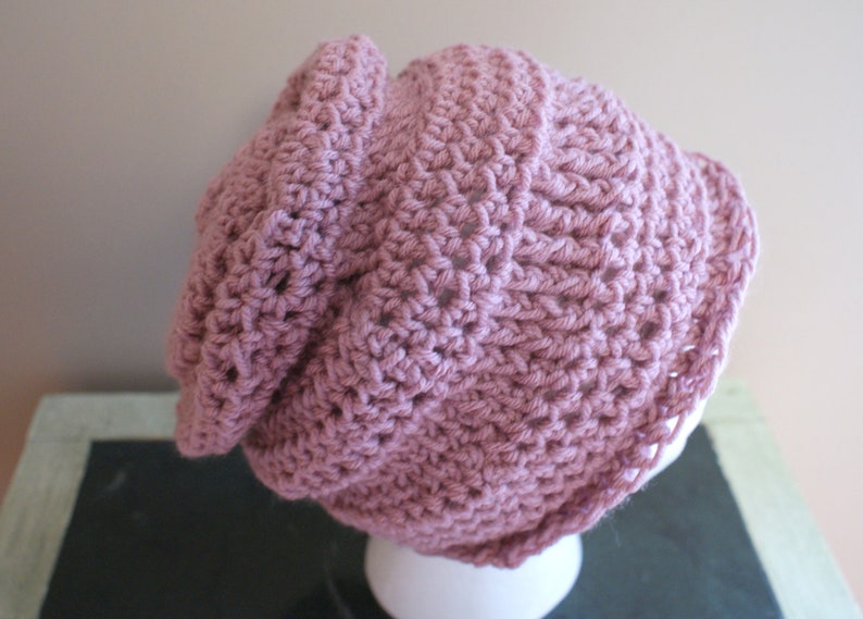 Knit Beanie, Chunky Slouch Hat, Slouchy Cap, Slouch Hat, Pink Womens Hat, Baggy Slouch Cap, Pink Winter Hat, Beehive Hat, Oversized Hat image 4