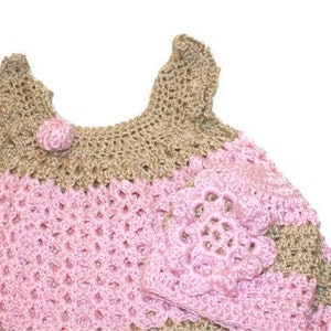 Crochet Baby Dress, Christening Dress,Newborn Clothes, Baby Girl Clothing, Pink Baby Dress, Pink Easter Dress, Summer Baby Dress image 3