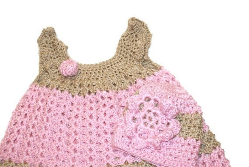 Crochet Baby Dress, Christening Dress,Newborn Clothes, Baby Girl Clothing, Pink Baby Dress, Pink Easter Dress, Summer Baby Dress image 3