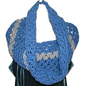 Women's Cowl, Blue Crochet Cowl, Blue Infinity Scarf, Winter Neckwarmer, Blue Crochet Capelet, Cowl Neck Scarf, Winter Fashion Scarf image 1