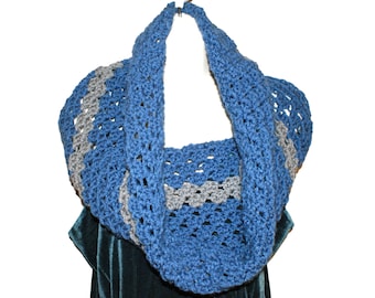 Women's Cowl, Blue Crochet Cowl,  Blue Infinity Scarf,  Winter Neckwarmer, Blue Crochet Capelet, Cowl Neck Scarf, Winter Fashion Scarf