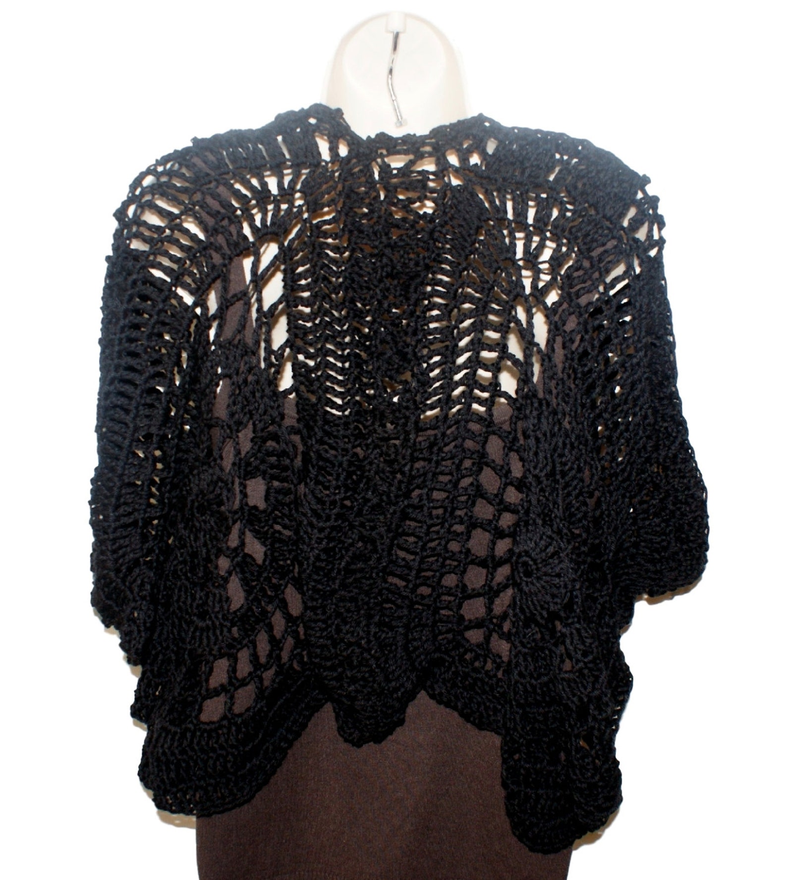 Black Vest, Cotton Vest, Womens Vest, Crochet Black Sweater, Plus Size Shrug, Knit Jacket, Black