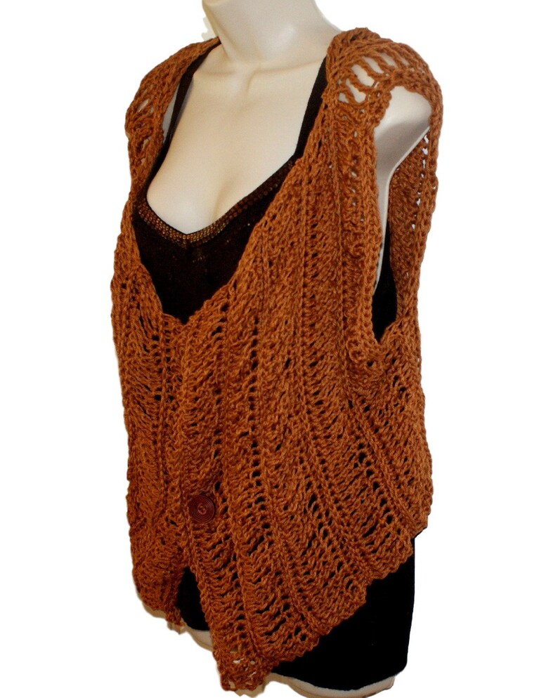 Womens Vest, Brown Shrug, Cotton Vest, Brown Vest, Sleeveless Shrug
