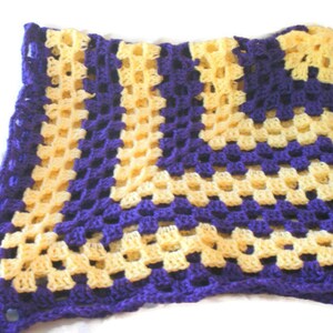 Crib Afghan, Crochet Baby Afghan, Purple Blanket, Crochet Granny Afghan, Purple Baby Blanket, Yellow Afghan, Granny Square Afghan, Af image 1