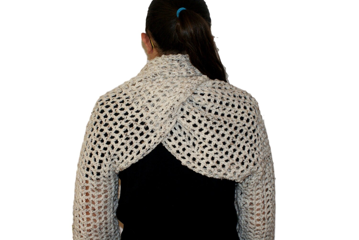 Crochet Shrug, Oatmeal Bolero, Long Sleeve Shrug, Plus Size Shrug, Oatmeal Shrug, Womens Scarf