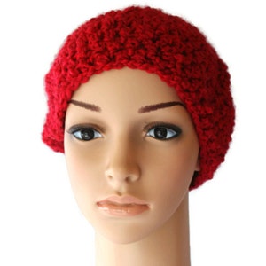 Ladies Red Beret, Womens Winter Beanie, Autumn Fashion Hat, Valentine Hat, Crochet Beanie, Womens Tam, Womens Beanie, Winter beanie image 2