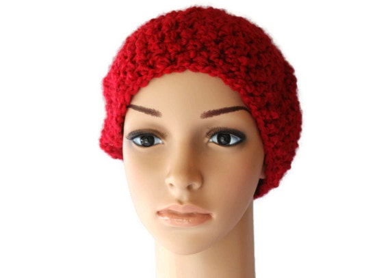 Ladies Red Beret, Womens Winter Beanie, Autumn Fashion Hat  display picture 1