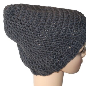 Mens Classic Hat, Black Toque, Mens Crochet Hat, Hipster Hat, Crochet Slouch Hat, Slouch Hat, Mens Winter Hat, Unisex Hat, Black Hat