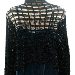 Crochet Bolero, Evening Shrug, Womens Bolero, Black Shrug, Black Bolero, Womens Shrug Jacket, Long Sleeve Shrug, Plus Size Shrug,