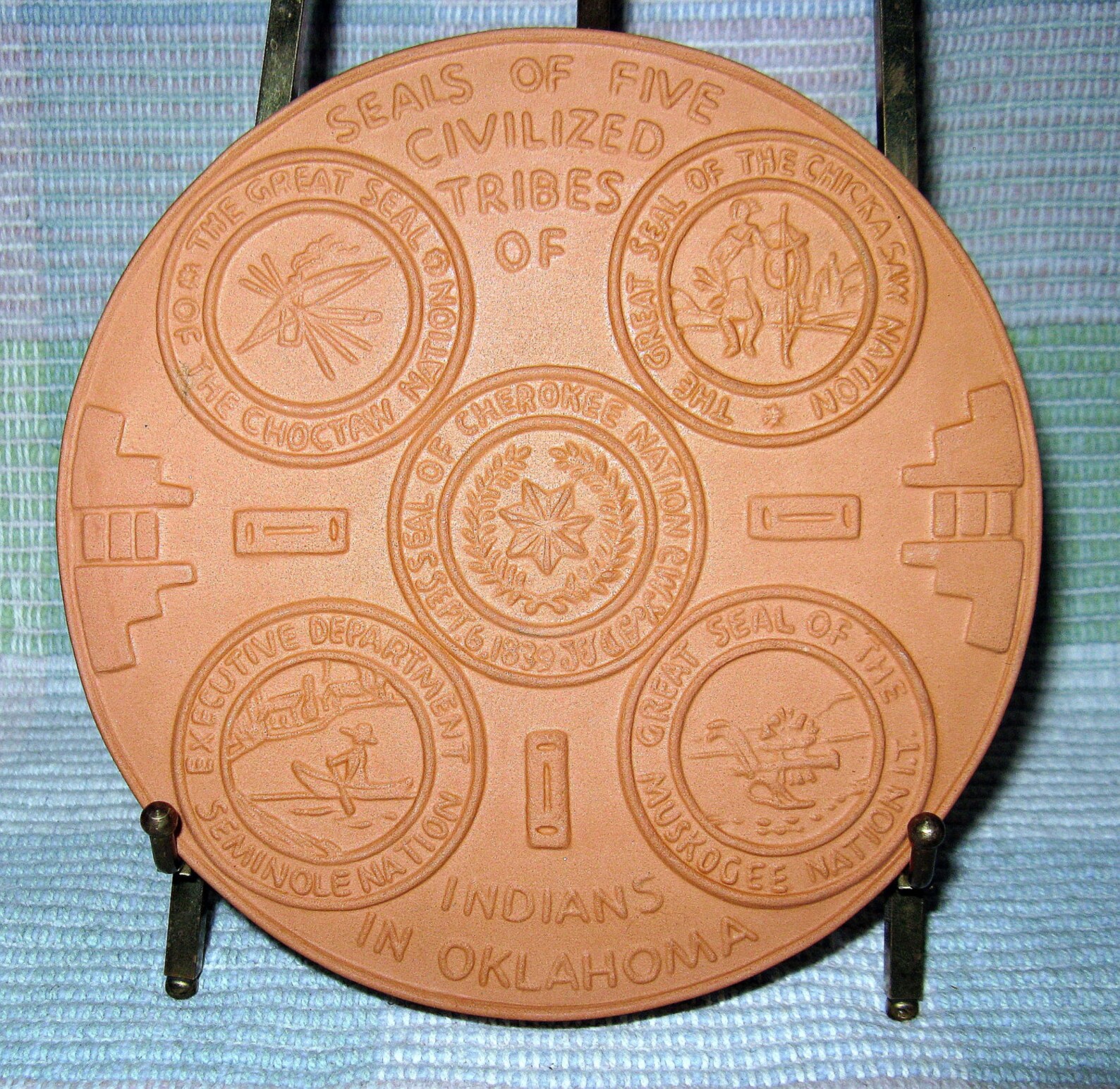 Vintage Frankoma Pottery Trivet Plate Terra Cotta Seals Etsy