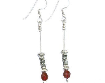 Sterling Silver Earrings with ethnic beads and crystal beads - er003