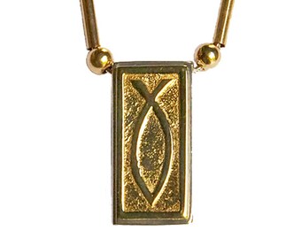 Sterling silver & 14k gold "Icthus" pendant - psg015