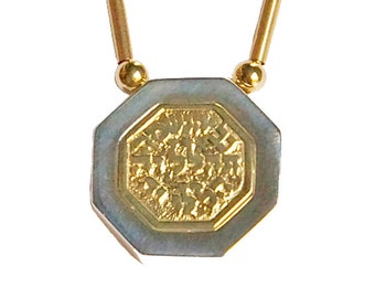 Sterling silver octagonal pendant with a solid 14kt gold insert - psg007