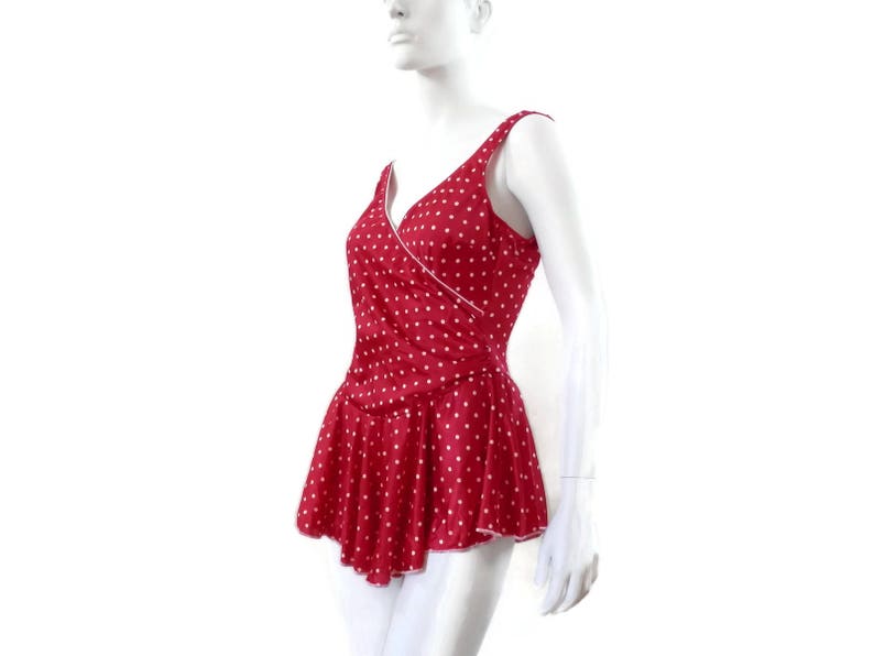 polka dot skirted swimsuit
