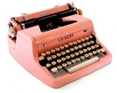 1955 Pink Typewriter Royal Quiet De Luxe with Original Case