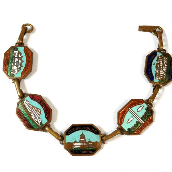 Washington DC Souvenir Bracelet Copper and Enamel Buildings