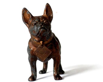 1912 French Bull Dog Figural Lighter by Web from Austria Antique Dog Figurine