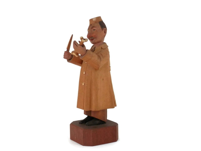 Anri Doctor Mortician Italian Wood Carving from the 1950's Made in Italy olk Art Wood Carving Medical Collectibles image 1