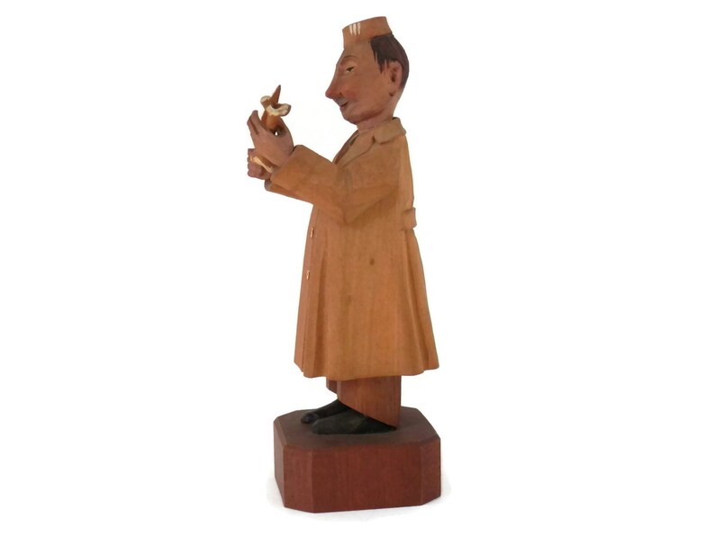 Anri Doctor Mortician Italian Wood Carving from the 1950's Made in Italy olk Art Wood Carving Medical Collectibles image 5