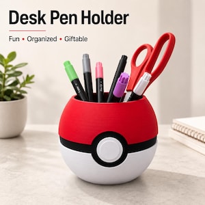 Pokemon Poke Ball Pen Pencil Holder Desk Organizer Office School Supplies Pot
