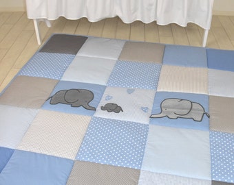 Elephant Playmat, Baby Blue Gray Play Mat, Baby Mat , Baby Activity Mat, Baby Playmat, Playroom Decor