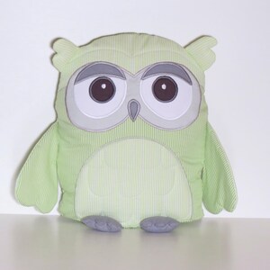 Owl pillow, green, gray stuffed owl, owl nursery, for kids, birthday gift