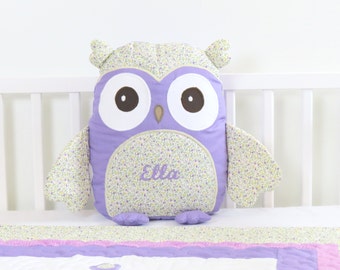 Owl, Owl Pillow, Purple Owl Pillow, Personalized Owl Pillow