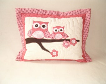 Owl Pillow, Kids Home Decor, Baby Shower  Giftguide, Baby Room Decor salmon brown white