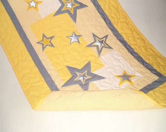 Star Quilt, Crib Baby Quilt, Organic Nursery Bedding, Personalized Baby Shower Gift, Child Decor,   HET