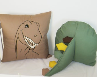 Dinosaur Decorative Kids Throw Pillow Cover, T Rex Head , Perfect gift for your kids, friends on birthday, Dinosaur Shaped Pillow, Stuffed