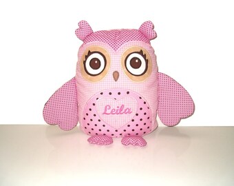 Organic Owl, Custom Personalized Decorative Pillow, Pink and Brown  Baby Shower Gift