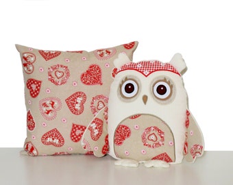 Valentine's Day Owls, Stuffed Owl Pillow Cases