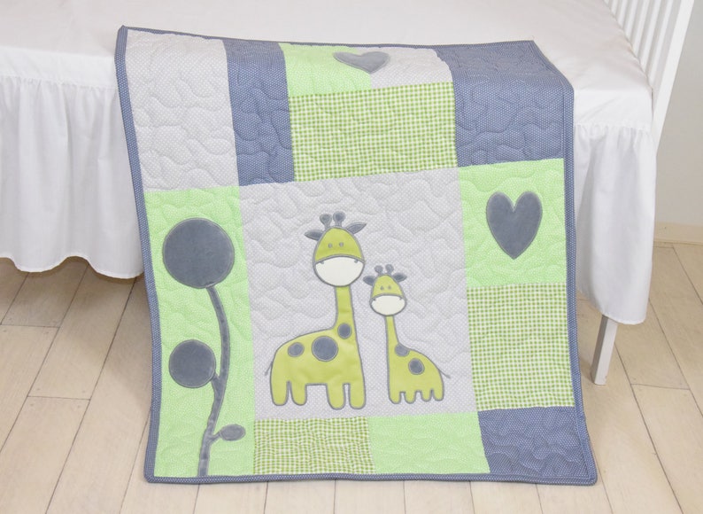 Baby Boy Blanket Giraffe Jungle Quilt Safari Nursery Etsy