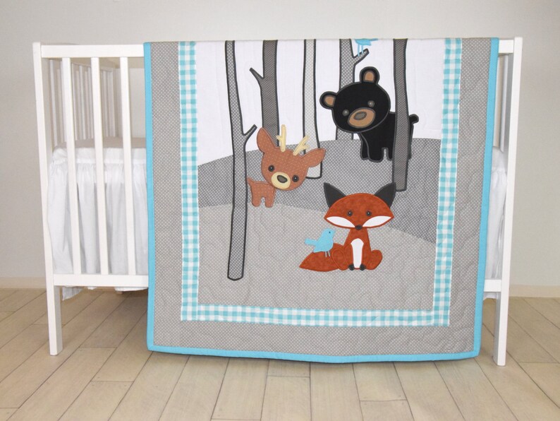 Woodland Blanket Baby Boy or Girl Crib Bedding Forest Etsy
