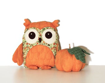 Holiday  Decor, Autumn Owl Pillow, Thanksgiving Decor, Orange, green, gift under 50 by,  READY TO SHIP